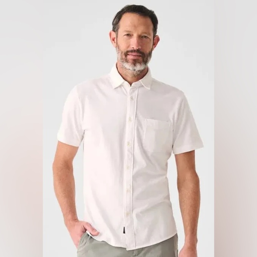 ADONIS White Cotton Short Sleeve Button Down Formal Fancy Dress Shirt Neck 14.5 - Picture 2 of 16